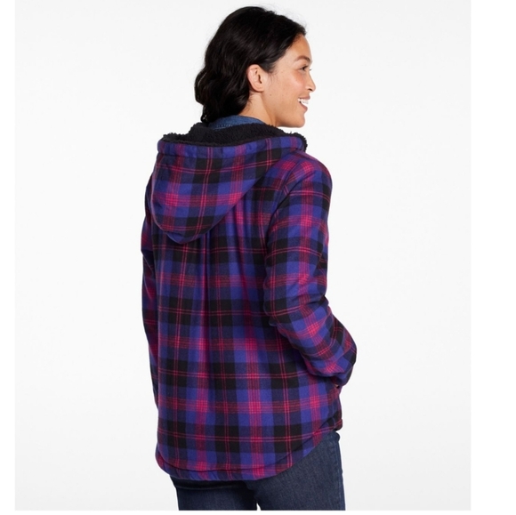 L.L. Bean Women's Scotch Plaid Flannel Zip Up Hoodie Relaxed Fit Size Large - Picture 3 of 11